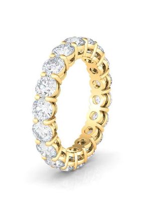 HauteCarat Round Cut Lab Created Diamond 18K Gold Eternity Band Ring in Yellow Gold at Nordstrom, Size 5.5