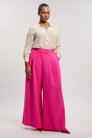 Karen Millen Womens Plus Size Soft Tailored Wide Leg Trouser - Pink - Size 18 UK