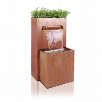 PRIMROSE Planter Water Feature Fountain Cascade Waterfall Corten Steel in Copper