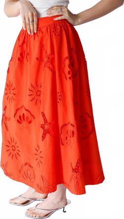 Skies Are Blue Clothing Womens Shell Seeker Midi Skirt In Orange