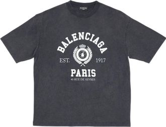 Balenciaga Varsity Logo Short Sleeve T-Shirt Washed Black 612966TMV981000