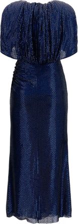 Self Portrait Womens Midi Dress With Cape Sleeves And Crystals Navy Blue Polyester; Elastane