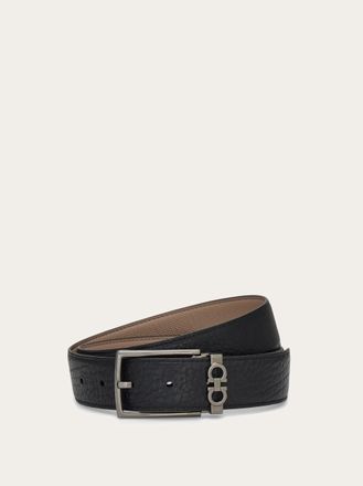 Ferragamo Men Reversible and adjustable belt with rectangular buckle Beige