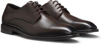 BOSS Italian-made Derby shoes in leather with cap toe