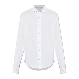 Eleventy Casual Shirts, male, White, Size: 2XL Contrasting-trim Cotton Shirt