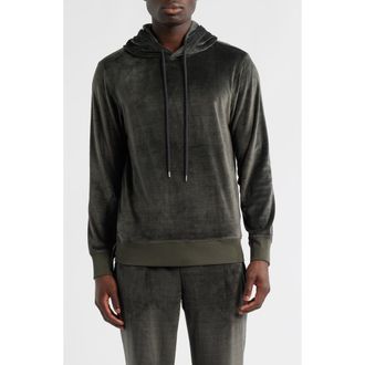 Daniel Buchler Angled Stripe Velour Pajama Hoodie in Charcoal at Nordstrom Rack, Size Xx-Large