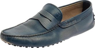 Tod's Tods Blue Leather Gommino Driving Loafers