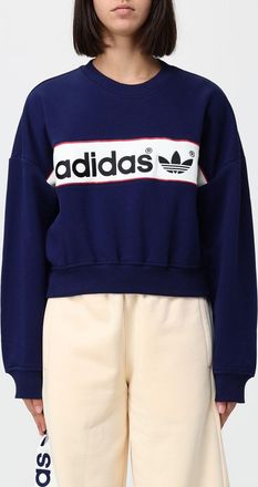 adidas Felpa girocollo in misto cotone relaxed fit con logo a contrasto