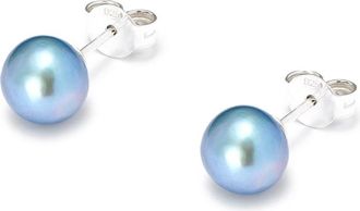 Hatton Labs Freshwater Blue Pearl Stud Earrings In Sterling Silver Woman