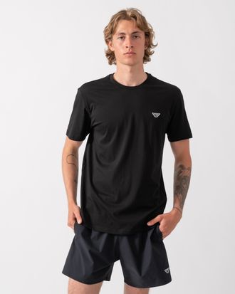 Emporio Armani Mens Short Sleeve Logo Detail T-Shirt in Black Cotton - Size X-Large