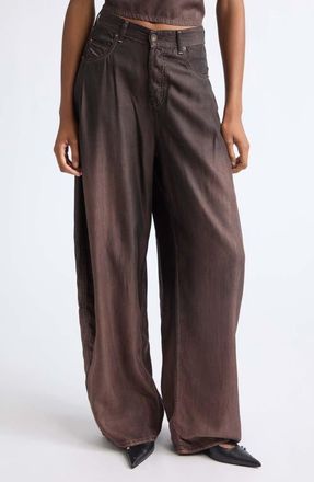 Diesel 1987 D-Khelz-B-S Wide Barrel Leg Pants in Black/denim at Nordstrom, Size 26