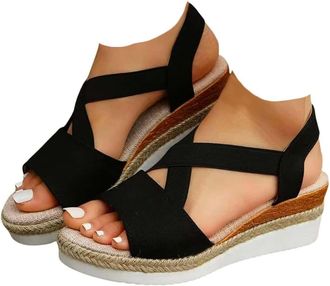 Generic Orthopedic Platform Wedge Sandals For Women 2026 Summer Cross Strap Open Toe Ankle Strap Espadrilles Sandals Dressy Beach Platform Wedge Sandal Flat C