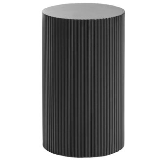 Beliani Mesa Auxiliar Tablero De Mdf Dise&ntilde;o Acanalado Moderno &Oslash; 30 Cm Negro Claire