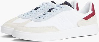 Tommy Hilfiger Womens Monogram Mixed-Media Skater Sneaker - White/Sky Blue - US 9.5 / EU 41