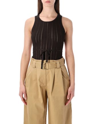 Sessun Andrade Cut Out Textured Knit Bodysuit