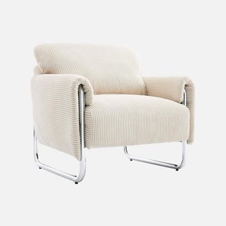 Sweeek Sill&oacute;n Vintage De Pana Con Estructura Cromada