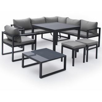 Happy Garden Set di mobili da giardino modulari IBIZA in tessuto grigio con 7 sedute - alluminio antracite