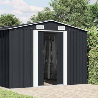 Berkfield Home Garden Shed 257x489x181 cm Metal Anthracite in Dark Grey | Size: 257 x 489 x 181 cm