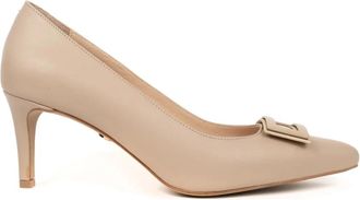 Sergio Moretti Schoenen, Dames, Beige, 41 EU, Leer, Klassieke Beige Hoge Hakken Pumps