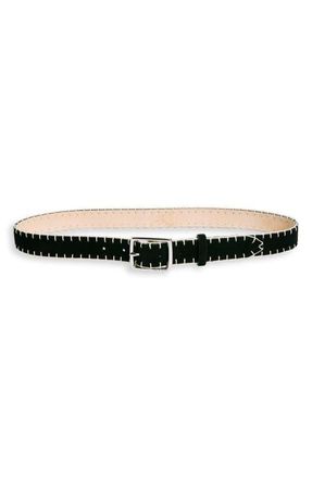 Rag & Bone Whipstitch Boyfriend Leather Belt in Blksd at Nordstrom, Size Large