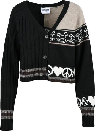 Moschino Truien & Vesten, Dames, Veelkleurig, M, Wol, Korte cardigan