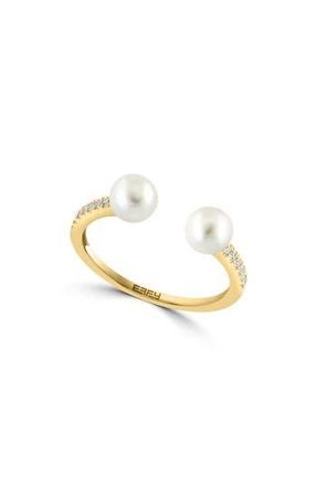 Effy 14K Yellow Gold Freshwater Pearl & Diamond Ring in Gold Multi at Nordstrom Rack, Size 7