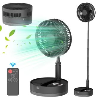 OEM Ventilador De Pedestal Oscilante Con Bater&iacute;a De 10.800 Mah, Luz Nocturna Led, Control Remoto, 4 Velocidades (23 Cm)