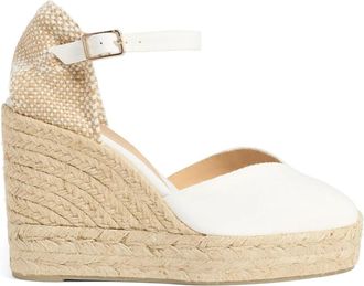 Castaner Chiarita/8Ed/001 11 cm sleehakken - Dames - Sleehakken - Wit - 38 EU - Katoen - Schoenen