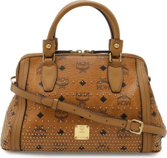 MCM Logo Handbag Mini Boston 2WAY PVC Leather