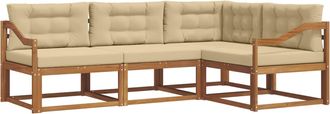 vidaXL Conjunto De Sof&aacute;s De Exterior 4 Uds. Natural Y Beige Vidaxl
