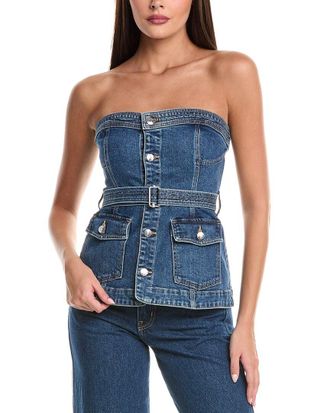 SIMKHAI Simkhai Cyan Belted Bustier Top