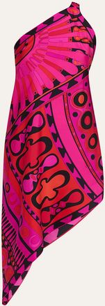 Pucci One-Shoulder Soleil-Print Silk Twill Asymmetric Mini Dress