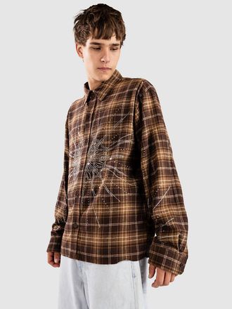 Ninth Hall Rhinestone Boxy Flannel Shirt bruin