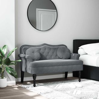 vidaXL Vidaxl - Banco Con Cojines Terciopelo Gris Oscuro 120,5x65x75 Cm