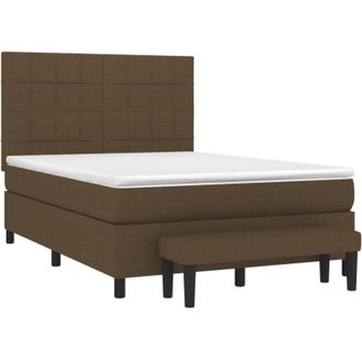 vidaXL Vidaxl - Cama Box Spring Con Colch&oacute;n Tela Marr&oacute;n Oscuro 140x190 Cm