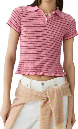 Guest In Residence Smocked Shrunken Polo In Pink