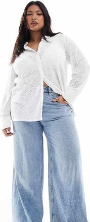 Only ONLY Curve lace shirt in white