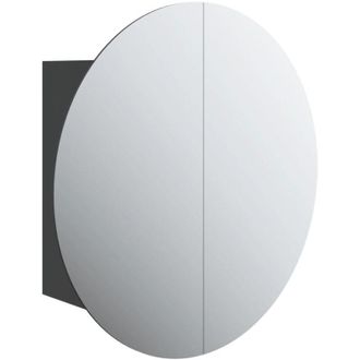vidaXL Bathroom Cabinet with Round Mirror&LED Black 47x47x17.5 cm Vidaxl