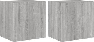 vidaXL Muebles TV de pared luces LED 2 uds gris Sonoma 40,5x35x40 cm vidaXL