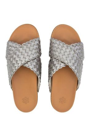 The Sak Penelope Leather Woven Slip On Sandal in Pyrite Woven at Nordstrom, Size 11