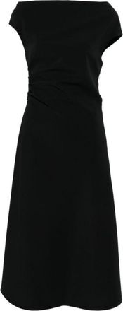 Parosh Black Boat Neck Midi Dress