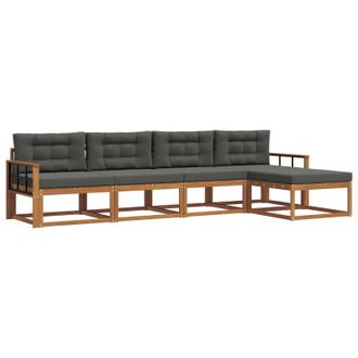vidaXL Conjunto De Sof&aacute;s De Exterior 5 Pcs Natural Y Antracita Vidaxl