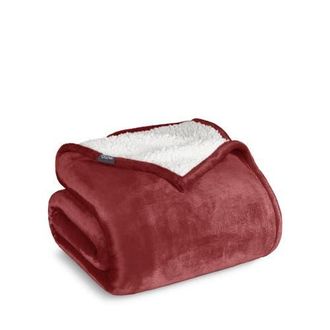 Bare Home Reversible Plush Fleece Blanket in Rosewood at Nordstrom, Size Full