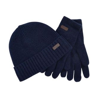Barbour Set Regalo Berretto e Guanti Carlton - - Accessories - Uomo - Blu - ONE SIZE