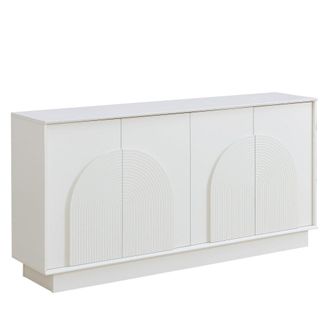 Urban Meuble Aparador blanco dise&ntilde;o moderno arqueado 4 puertas 160x38x80 cm