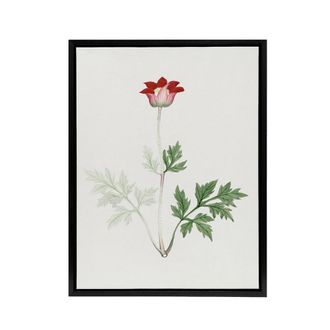 Artery8 Red Bloom Flower Framed Canvas Wall Art Print Vintage Japanese Botanical | Size: W24 x H32