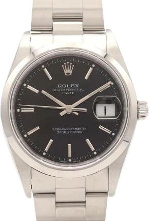 Rolex Pre-owned Oyster Perpetual Date Stainless Steel Watch 15200 - Dames - Vintage Horloges - Zwart - ONE Size - Vintage