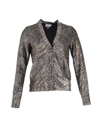 Ganni Ganni Lurex Jersey Cardigan in Animal Print Polyester