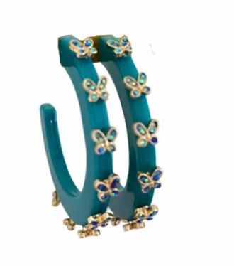 Sacha London Womens City Girl Butterfly Small Hoop Earrings In Harbor Blue