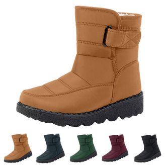 Generic Snow Boots for Women with Easy Fasten Slip on Ankle Boots Plush Fur Lining Thickened Comfortable Warm Winter Boot Ladies Anti-Slip Outdoor Waterproof 